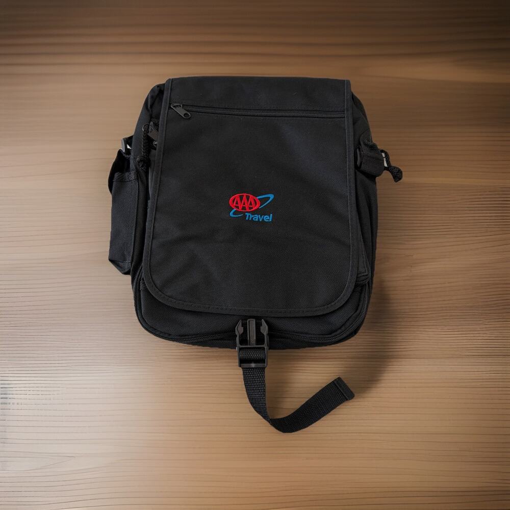 *Rare*Vintage* Black AAA Branded Travel Messenger Tablet Bag w/Strap Brand New